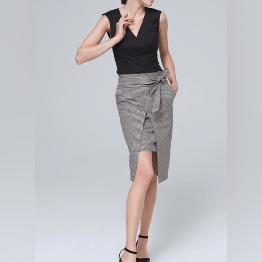 White House Black Market Gingham Print Pencil Skirt